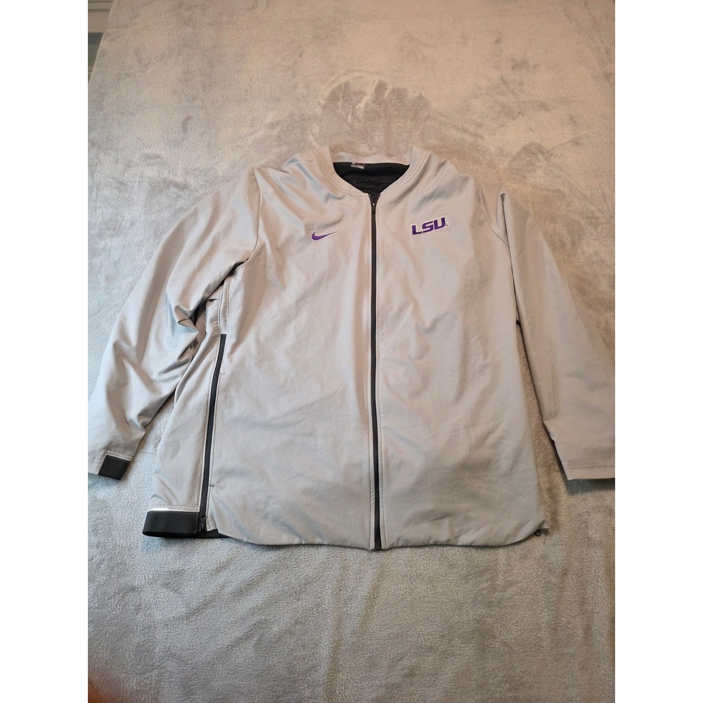 Nike LSU Tigers Jacket Mens XXL Gray PlayStation Fiesta Bowl Full Zip Coach